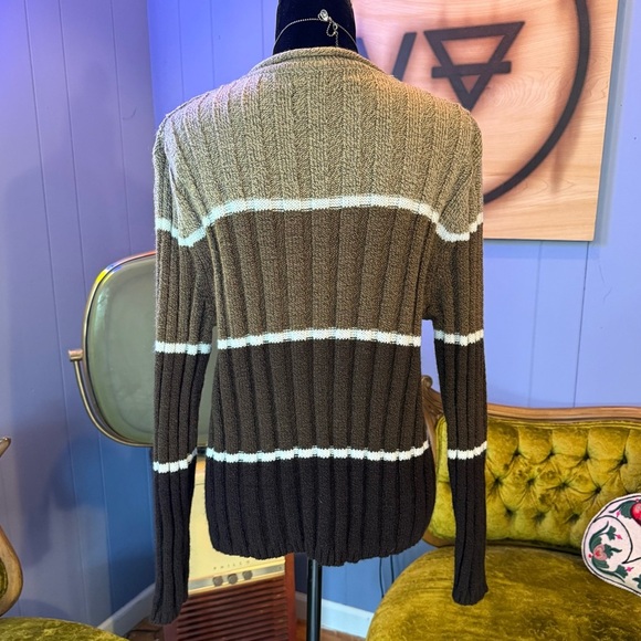 ❌SOLD🏷️Vintage 90s Carolyn Taylor Ribbed Knit Striped Sweater - Picture 3 of 6